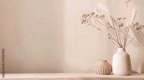 White Vase With Pampas Grass in Sunlight