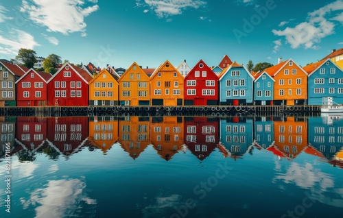 Colorful Houses on the Water in Norway