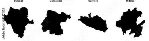 Durango, Guanajuato, Guerrero, Hidalgo outline maps