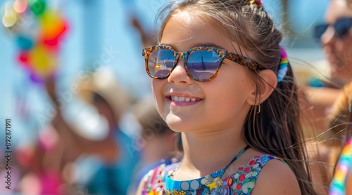 Girl Smiling in Sunglasses at Summer Festival