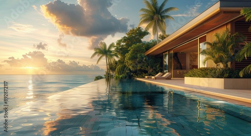Tropical Sunset View From Infinity Pool