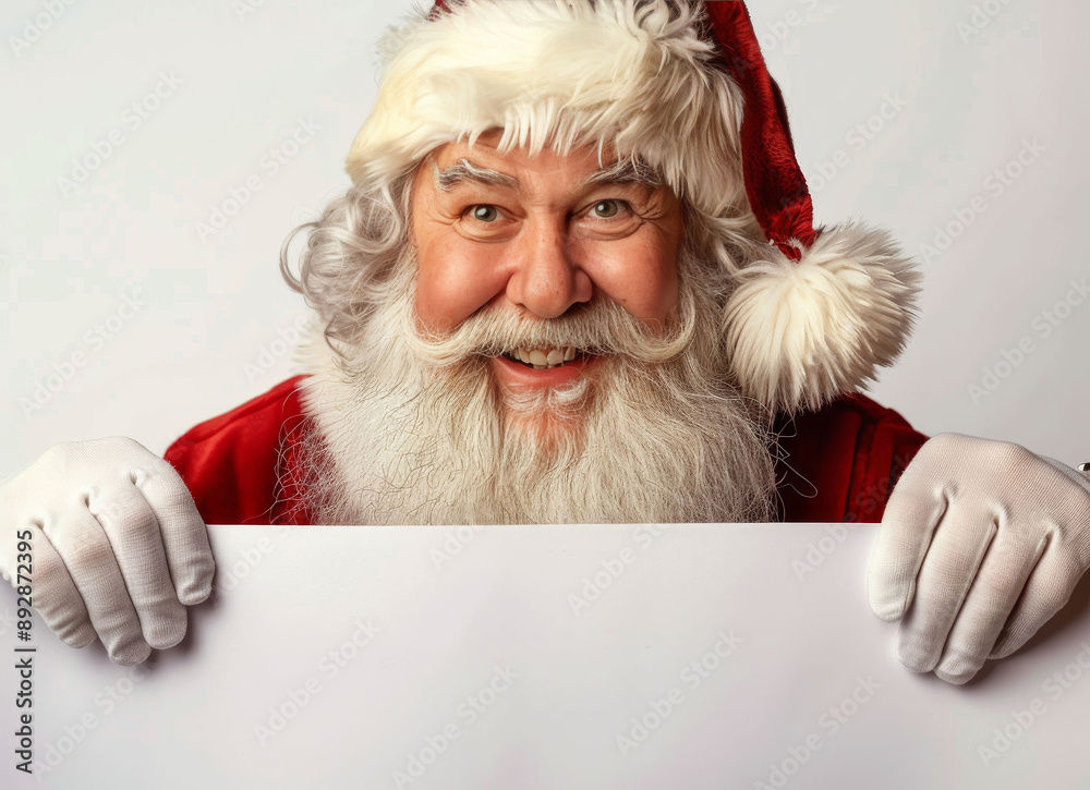 Naklejka premium Santa Claus Holding a Blank Sign