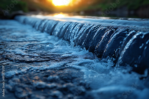 Hydropower plants utilizing flowing water to generate renewable electricity, reducing carbon emissions and supporting sustainable energy