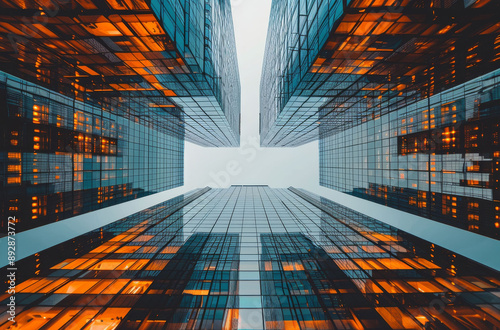 Skyward View of Modern Skyscrapers