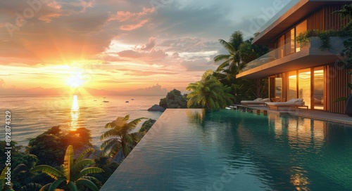 Tropical Sunset View From Infinity Pool