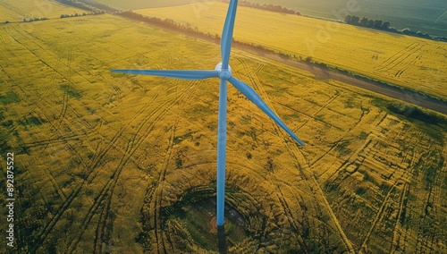 Wind Turbine in Rural Landscape