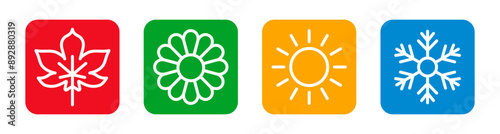 Four season icon set. Logo winter, spring, autumn, summer. Vector