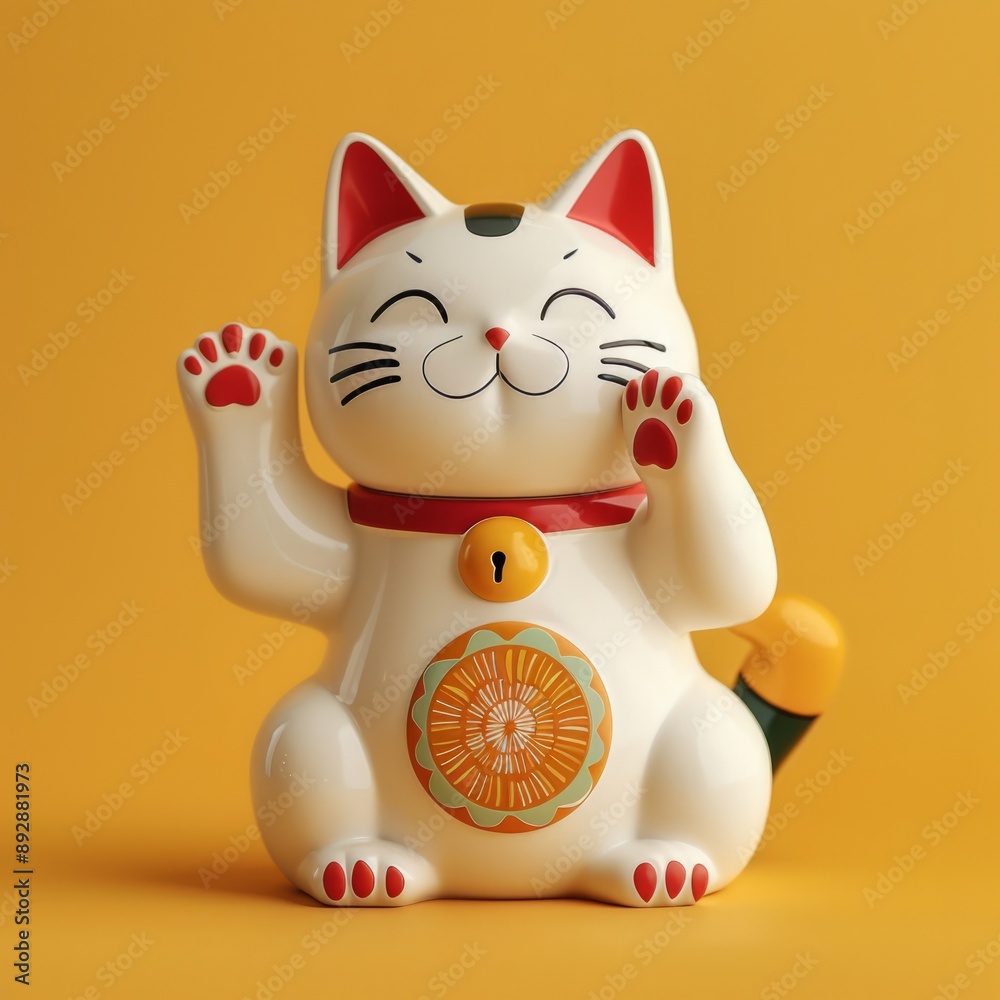 Lucky cats arrangement with green background Lucky cats arrangement with green background