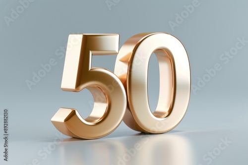 Half Off. 3D Rendering of a 50% Symbol for Amazing Financial Count