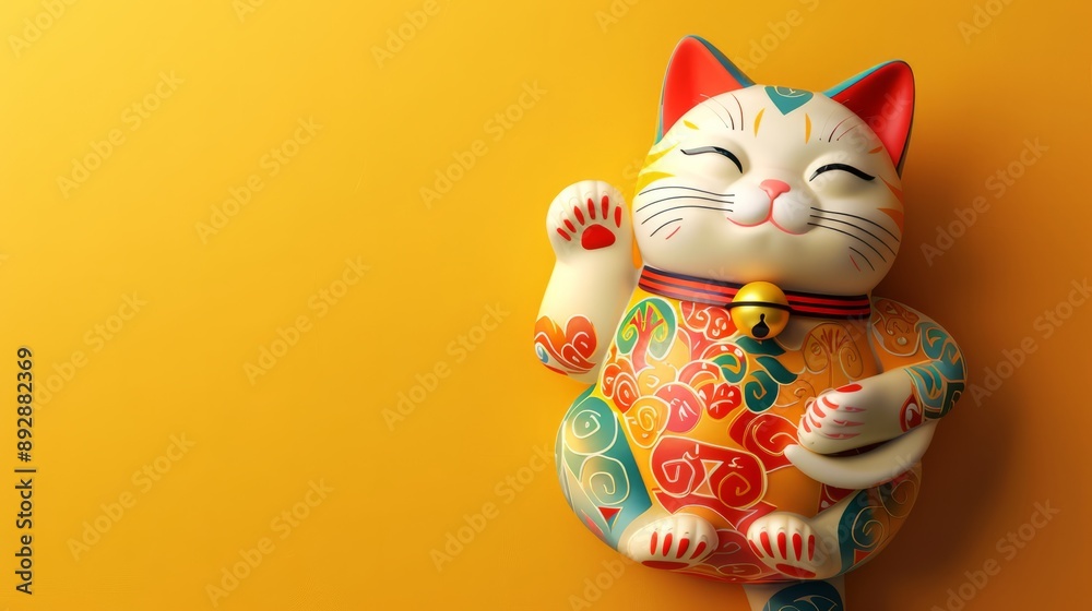 Lucky cats arrangement with green background Lucky cats arrangement with green background