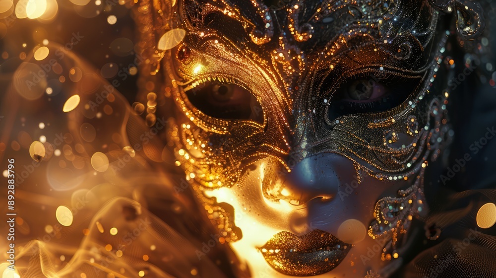 high angle of shiny carnival mask high angle of shiny carnival mask