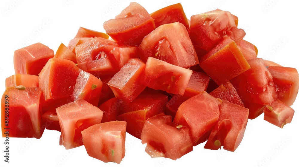 Diced Tomatoes. Sliced and Diced Fresh Tomatoes Isolated on White Background Diced Tomatoes. Sliced and Diced Fresh Tomatoes Isolated on White Background