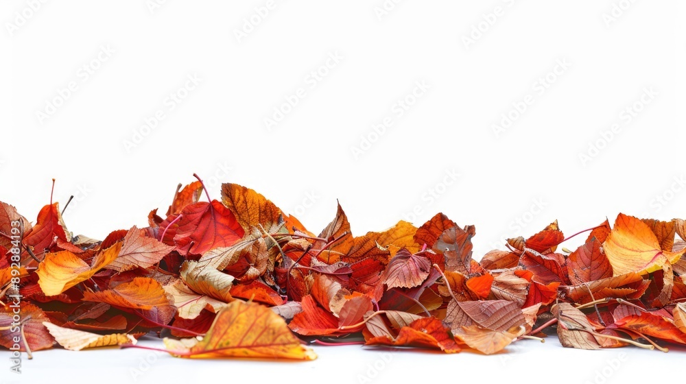 Fall Leaf Corner. Autumn Season White Background with Pile of Leaves Fall Leaf Corner. Autumn Season White Background with Pile of Leaves