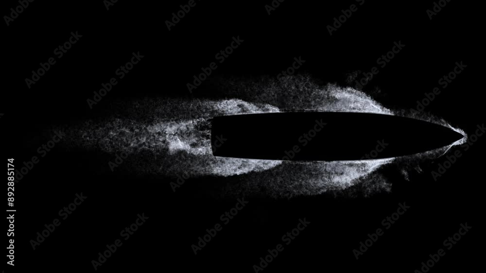 ship wake trail seamless loop texture with alpha, top view, isolated on black