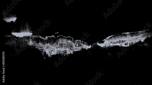 seafoam texture 4k isolated on black with alpha, seamless loop of a sea white foam for compositing of rolling waves