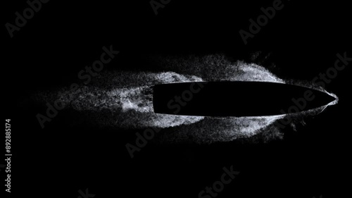 ship wake trail seamless loop texture with alpha, top view, isolated on black
