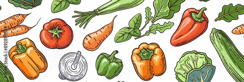 Vibrant Vegetarian seamless pattern