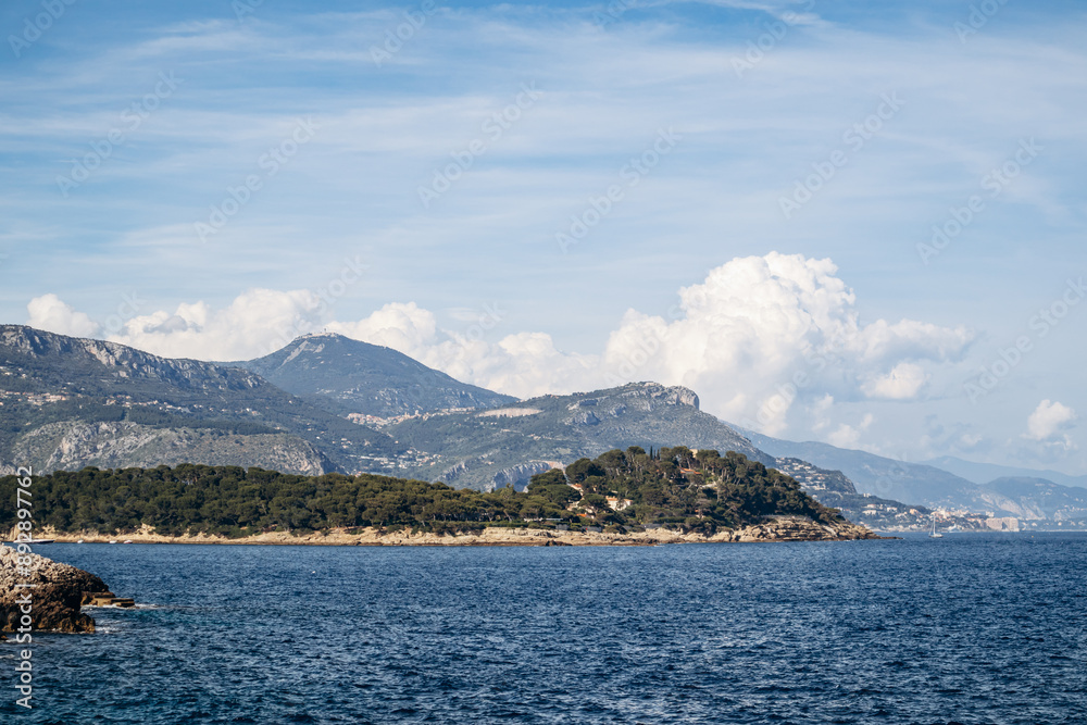 Scenic views of the Saint Jean Cap Ferrat peninsula at sunset Scenic views of the Saint Jean Cap Ferrat peninsula at sunset