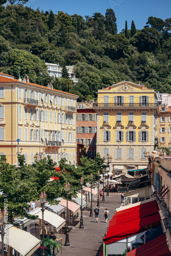 Fototapeta Naklejka Na Ścianę i Meble -  Nice, France - May 25, 2024: Cours Saleya market in Nice at the heart of the Old Town, also known as The flower market of Cours Saleya