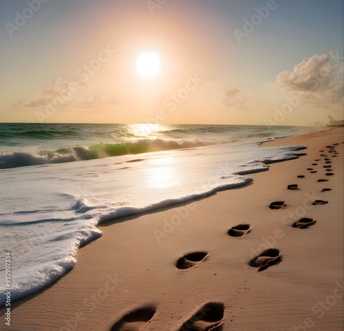 Wallpaper Mural Wide background with sunrise over Juno Beach, Florida, sunlight reflecting in the sea Torontodigital.ca
