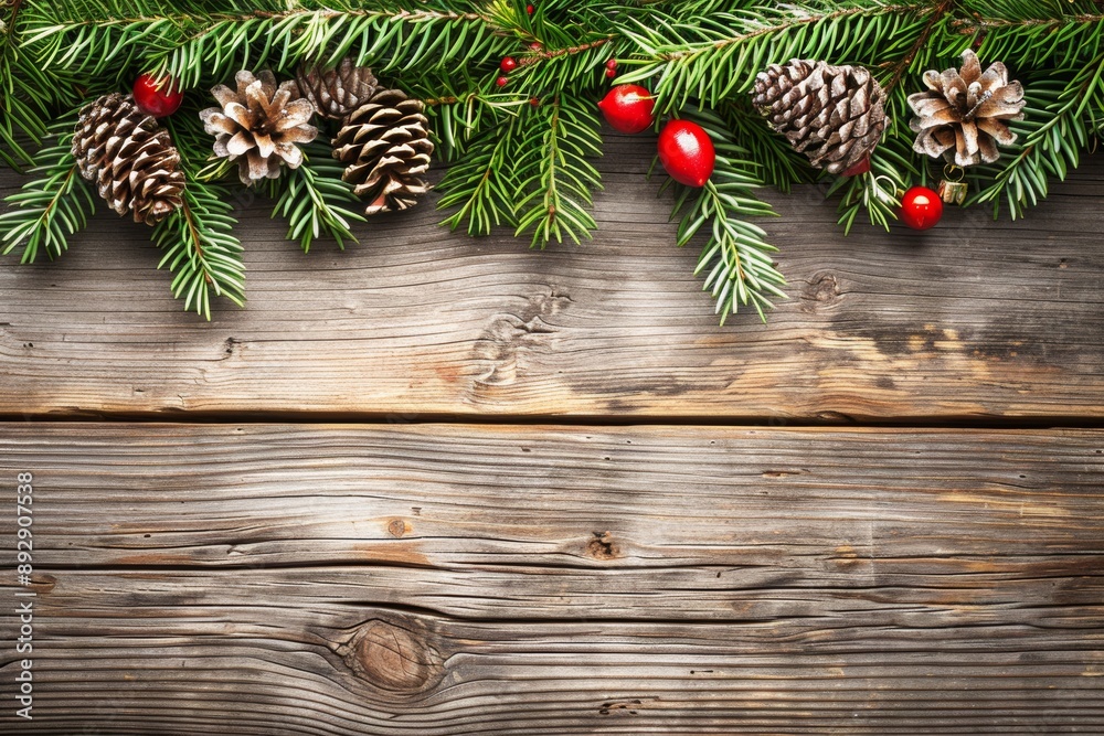 Christmas wooden table holiday background