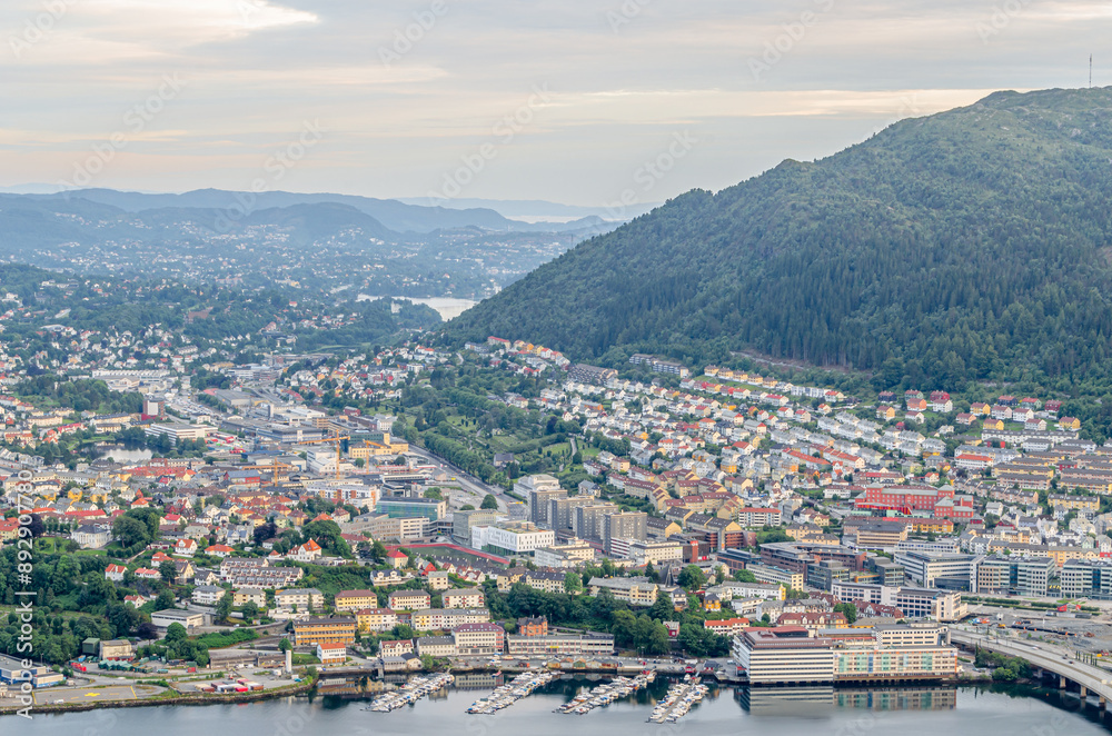Fototapeta premium Aerial view of the harbor in Bergen, Norway