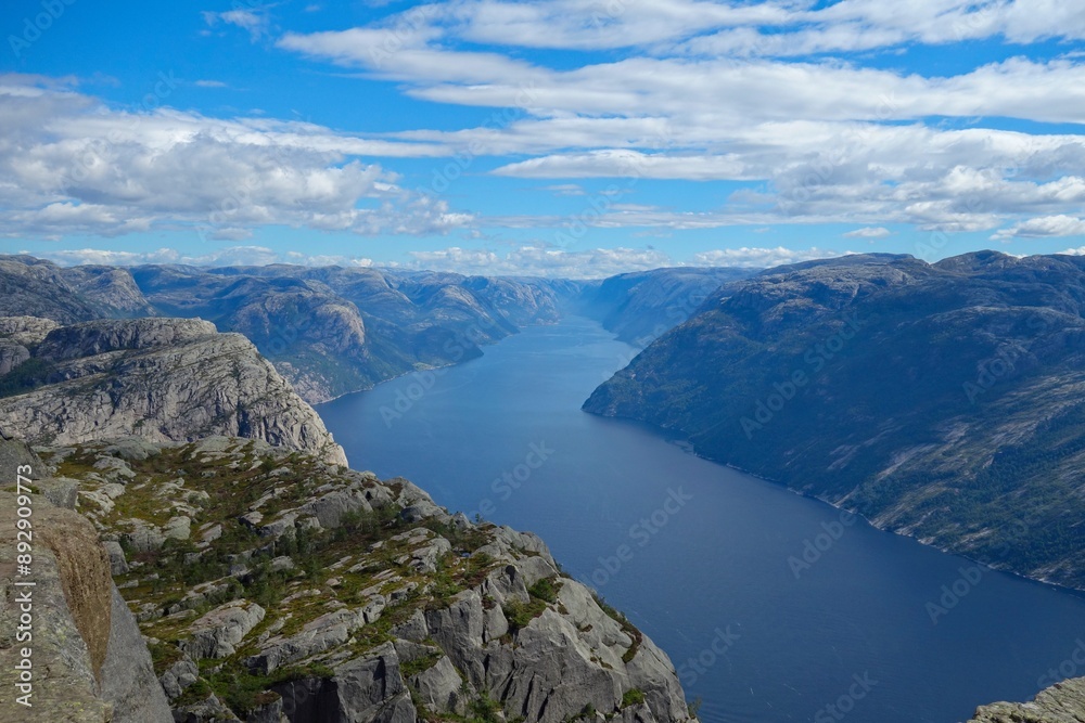 Hiking to Pulpit Rock, a location with views over the Lysefjord, involves a 4-5 hour hike with stunning views of the fjord Hiking to Pulpit Rock, a location with views over the Lysefjord, involves a 4-5 hour hike with stunning views of the fjord