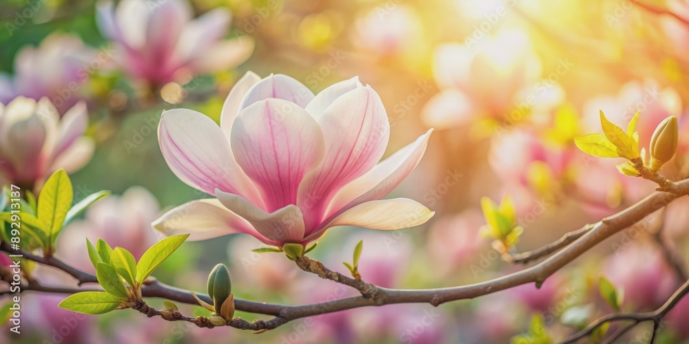 Beautiful magnolia blossom in full bloom during the spring season , magnolia, blossom, spring, flowers, petals, tree, nature Beautiful magnolia blossom in full bloom during the spring season , magnolia, blossom, spring, flowers, petals, tree, nature