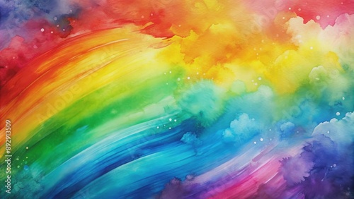 Dreamlike watercolor background with brush strokes in a rainbow spectrum