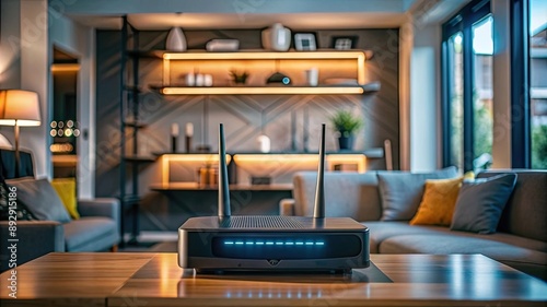 Wallpaper Mural Wi-Fi  concept modern smart home interior with modern Wi-Fi router as the focal point. Futuristic Living Space Featuring High-Performance Wi-Fi Router for Smart Home Connectivity Torontodigital.ca