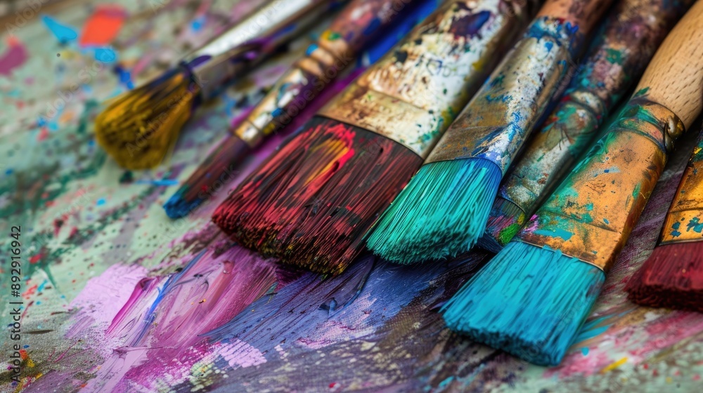 Fototapeta premium Paintbrushes on a table