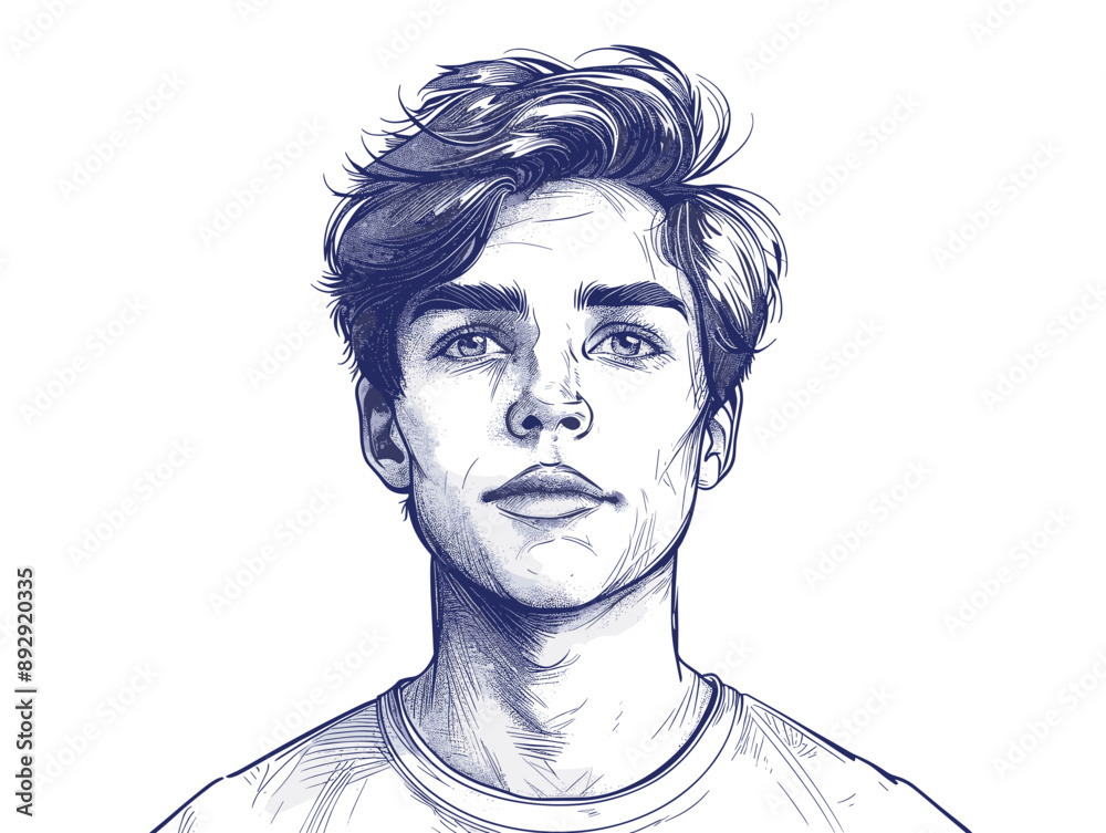 Portrait of a handsome young man. Hand drawn vector illustration Portrait of a handsome young man. Hand drawn vector illustration