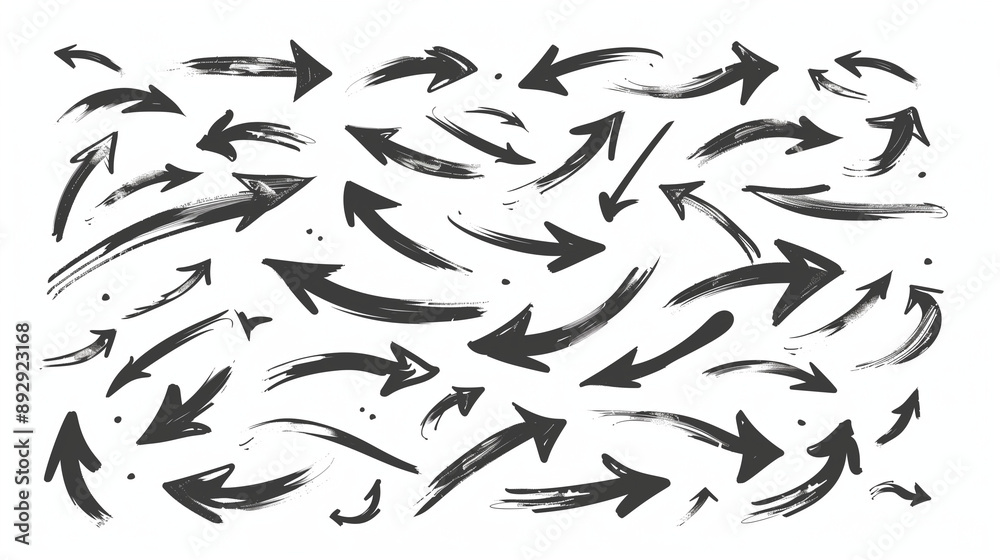 Curved arrows drawn by hand in various directions Curved arrows drawn by hand in various directions