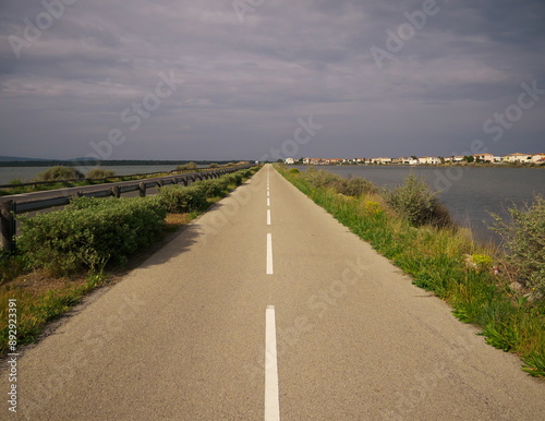 Road near Frontignan in the south of France on a gloom