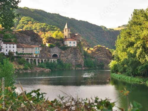 Beautiful View of the village of Ambialet in the south of France photo