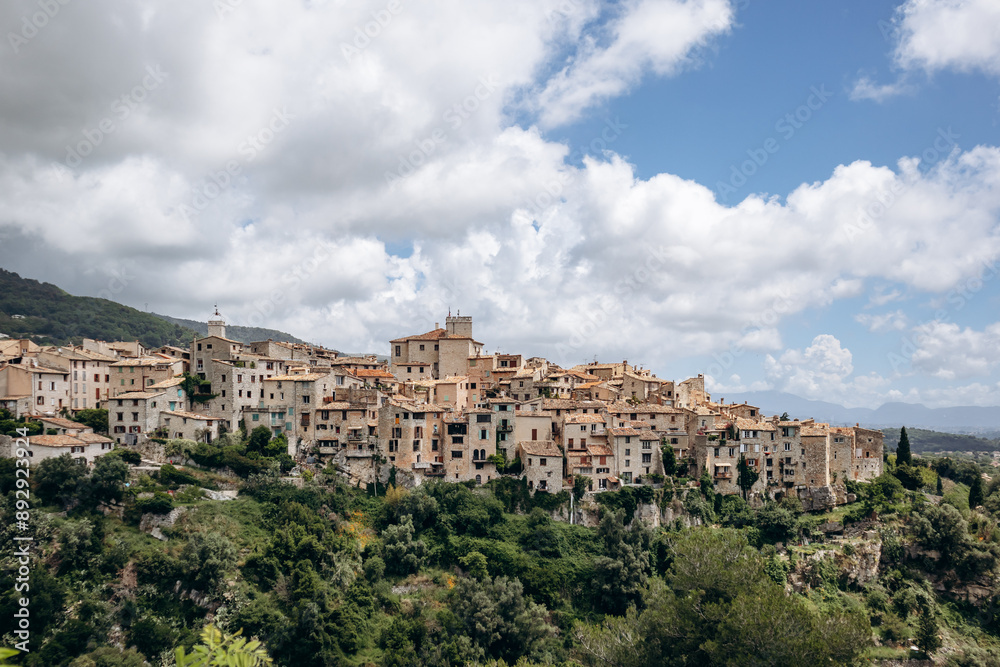 View of the picturesque village of Tourettes-sur-Loup on the French Riviera View of the picturesque village of Tourettes-sur-Loup on the French Riviera