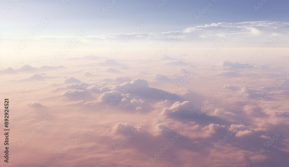 Fototapeta premium top view of scattered clouds in foggy evening sky