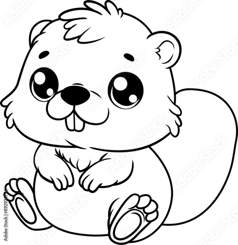 beaver line art for coloring page