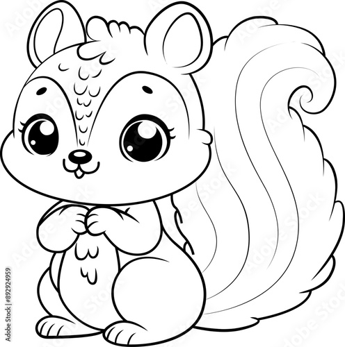 squirrel line art for coloring page