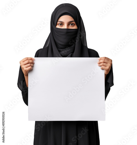 woman in niqab making protest photo