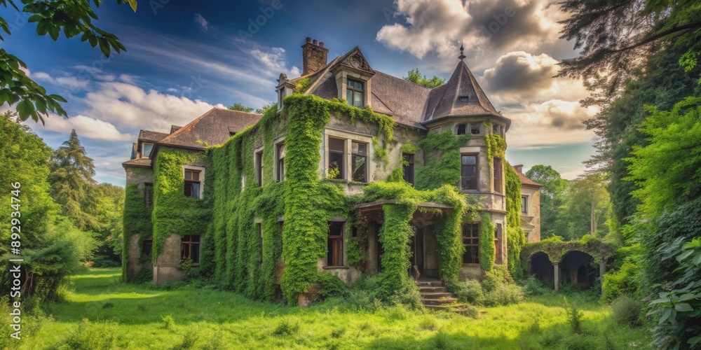 Abandoned mansion surrounded by overgrown greenery, mansion, abandoned, neglected, eerie, spooky, vegetation, foliage, wild Abandoned mansion surrounded by overgrown greenery, mansion, abandoned, neglected, eerie, spooky, vegetation, foliage, wild
