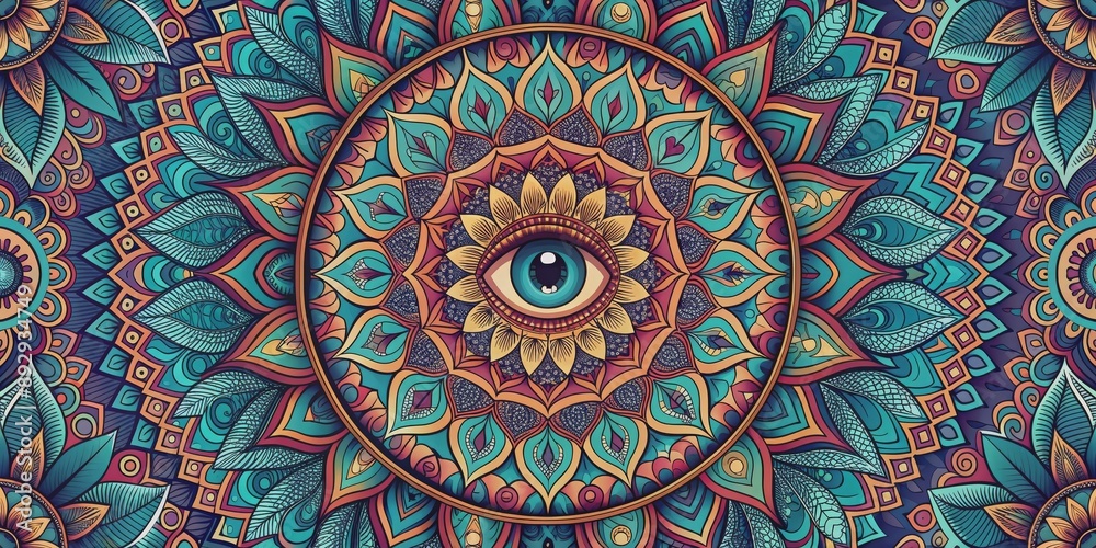 Seamless mandala pattern with an eye in the center, mandala, seamless, pattern, eye, center, spiritual, design, sacred Seamless mandala pattern with an eye in the center, mandala, seamless, pattern, eye, center, spiritual, design, sacred
