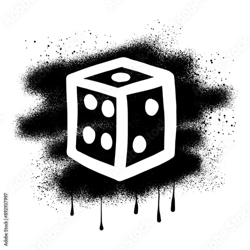 Stencil graffiti dice with black spray paint