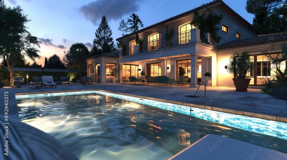 Picturesque villa with a state-of-the-art pool and elegant interior and exterior design. Stunning, crisp, vivid, detailed, high-contrast, colorful, well- Picturesque villa with a state-of-the-art pool and elegant interior and exterior design. Stunning, crisp, vivid, detailed, high-contrast, colorful, well-