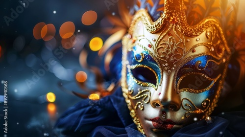 Venetian carnival mask on dark background Carnival party concept Festive backdrop