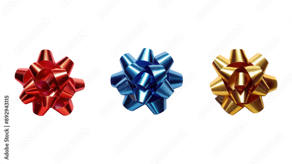 Collection Of Assorted Gift Bows Red Blue And Gold For Festive Ads And Promotions isolated on transparent background. Generative ai Collection Of Assorted Gift Bows Red Blue And Gold For Festive Ads And Promotions isolated on transparent background. Generative ai