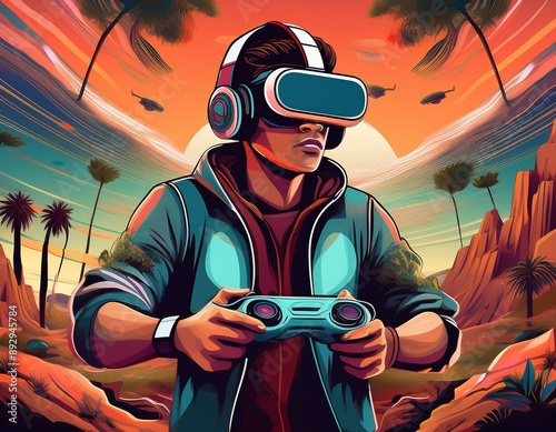 A man is playing a video game with a controller