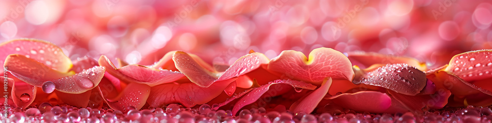 fantasy pink petals texture, panorama view, artistic falling flowers pattern. Design for Wall Art, Poster Print, Wallpaper & Background fantasy pink petals texture, panorama view, artistic falling flowers pattern. Design for Wall Art, Poster Print, Wallpaper & Background