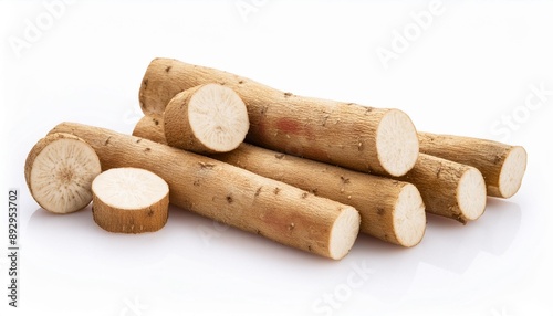 burdock roots or kobo isolated on white background photo