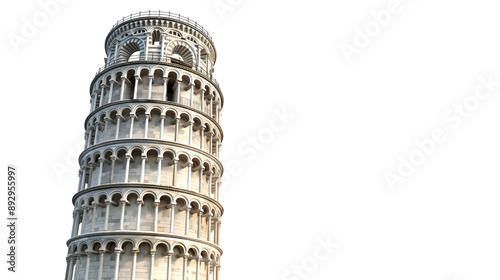 Leaning tower of Pisa in Tuscany, Italy landmark isolated on transparent background, png file